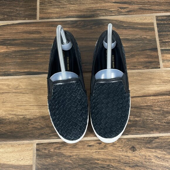 Cole Haan GrandPro Spectator Womens Size 6 Shoes Black Woven Suede Slip On - Picture 12 of 13